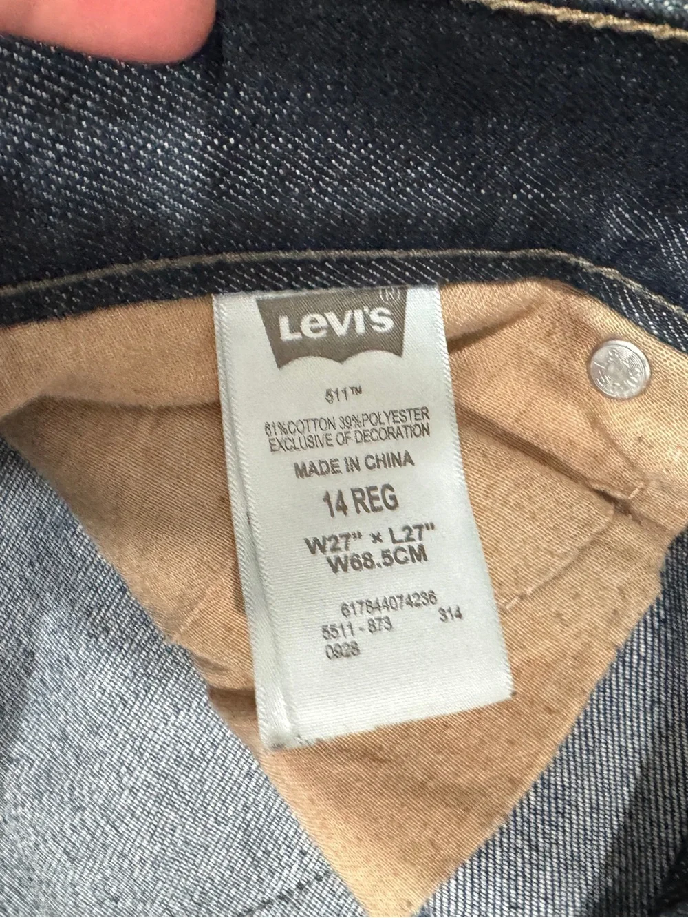 Levi's 511 Slim Dark Blue Straight Leg Jeans 14 Reg Boys